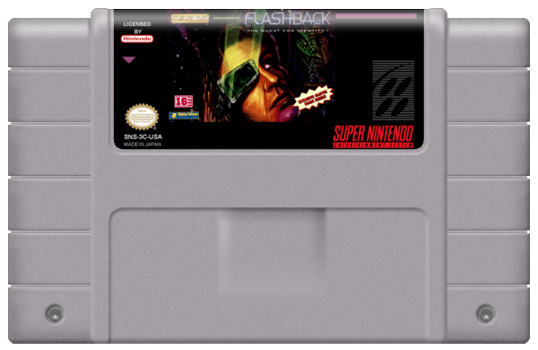 Flashback The Quest for Identity back cover for Super Nintendo